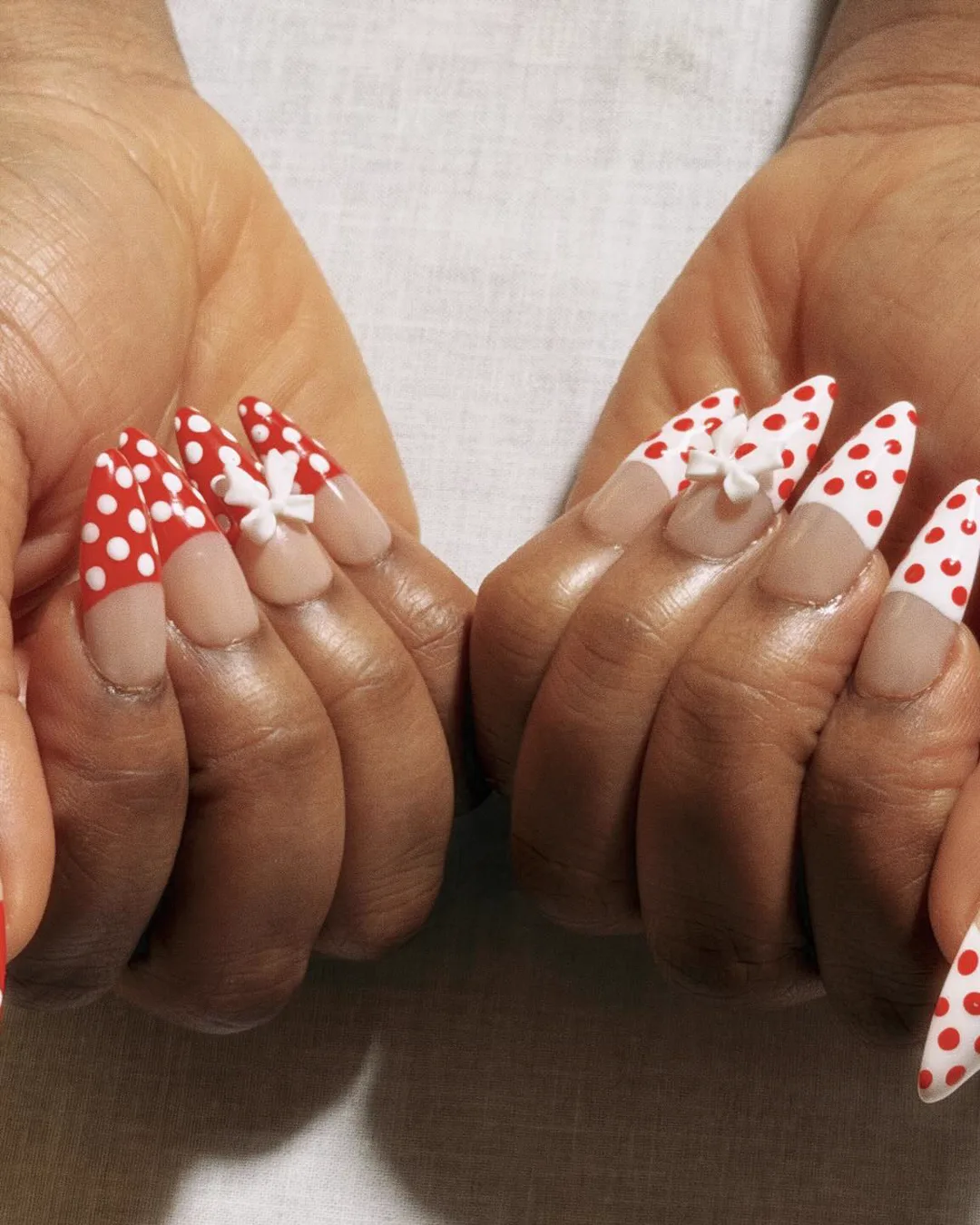 Polka dot stiletto set with 3D bows